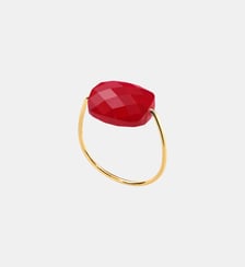 Bague or jaune coussin quartz rouge Morganne Bello