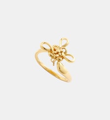 Bague ajustable nœud doré et perle de culture Les Néréides