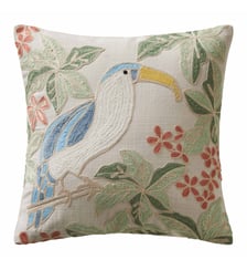 Housse de coussin TUCANA  Coton rebrodé de point de chainette au motif animalier Madura