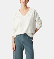 Pull col V tricot décor clous Ikks