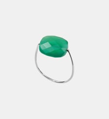 Bague, agate verte, or blanc Morganne Bello
