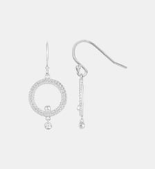 Boucles d'oreilles pendantes Éclipse de Lune en Argent avec diamant blanc La Garçonne Diamant
