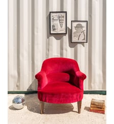 Fauteuil en velours rose Ernest N°1517- Produit chiné Debongout