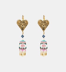 Boucles d'oreilles dormeuses pendantes avec cœurs martelés et perles VITTORA Hipanema