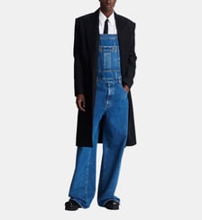 Salopette en denim bleu foncé délavé Balmain
