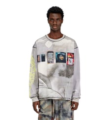 T-shirt à manches longues avec imprimé intégral et empiècements Diesel