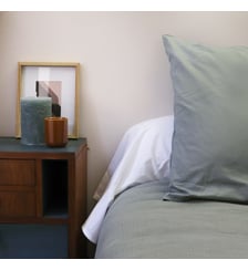 Taie de traversin en percale de coton lavé, DOUCEUR LAVÉE Blanc Cerise