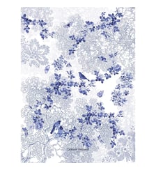Torchon lin & coton lavé 190 g/m² imprimé bleu Voliere bleu Garnier Thiebaut