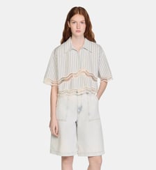 Chemise courte en coton à rayures Sandro