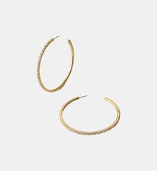 Grandes créoles plaquées or jaune 18 carats avec cristaux Aristocrazy
