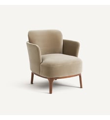 Fauteuil pied noyer massif et velours AM.PM