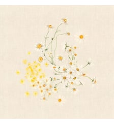 Serviette lin & coton lavé 150 g/m² imprimé beige jaune Daisy chanvre Garnier Thiebaut