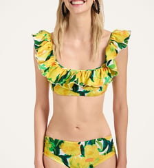 Haut de maillot de bain Ruffle Zesty Yellow La DoubleJ