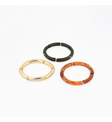 Set x3 bracelets tubes vert, marron et doré Balaboosté