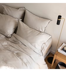 Taie d'oreiller en satin de coton lavé, RÊVE SATINÉ Blanc Cerise