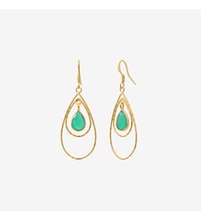 Boucles d'oreilles dorées quartz vert - selma Caroline Najman
