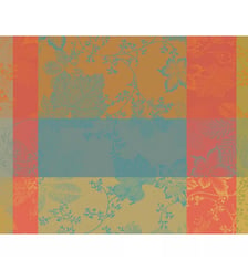 Set pur coton enduit motif jacquard bordeaux orange Mille sous bois automne Garnier Thiebaut