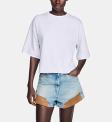 T-shirt en coton à logo brodé Sandro
