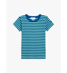 t-shirt New Boogie en coton côtelé à rayures 8/8 bleues Agnès b.