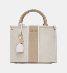 Sac à main cabas Ridhi coton et enduit monogrammes Liu Jo