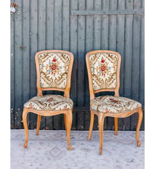 Paire de chaises au tissu floral Claude N°1556- Produit chiné Debongout