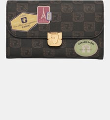 Portefeuille en toile enduite et cuir signé de patchs imprimés – WALLET Gerard Darel