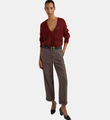 DANGO PANTS IN PURE WOOL PIED-DE-POULE - COFFEE/BLACK Momonì