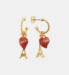 Boucles d'oreilles tiges créoles Tour Eiffel et coeur rouge Les Néréides