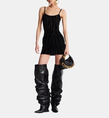 Robe courte à bretelles en velours zébré Balmain