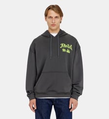 Sweat à capuche en coton avec graphismes floqués Diesel