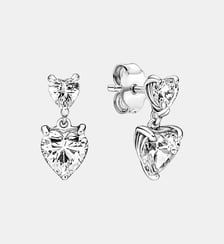 Clous d'Oreilles Scintillants Cœur Double Pandora