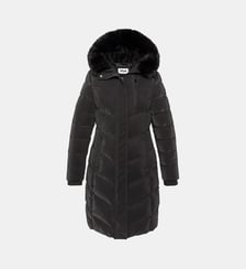 Parka longue à capuche bordée de fausse fourrure Schott