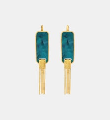 Boucles d'oreilles dormeuses rectangulaires   doré à l'or fin - Ashanti Satellite