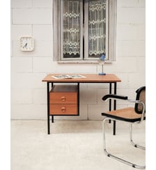 Bureau vintage en bois Yvan N°563- Produit chiné Debongout