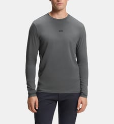 T-shirt droit manches longues en coton stretch BOSS