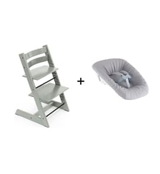 Chaise Tripp Trapp vert glacier en bois de hêtre (Glacier Green) et newborn Set Stokke