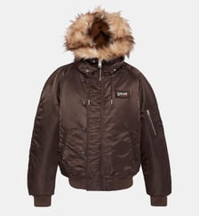 Blouson snorkel N2B noir à capuche, coupe oversize Schott