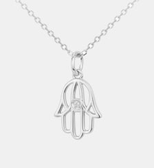 Collier mono-motif Chance | La khamsa en Argent avec diamant blanc La Garçonne Diamant