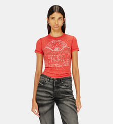 T-shirt avec graphismes de concert et cristaux Diesel