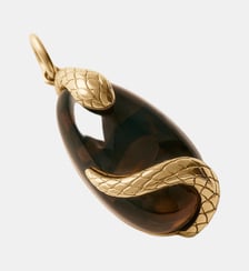 Charm plaqué or jaune 18 carats avec cristal marron et motif serpent Aristocrazy