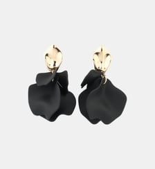 Boucles d'oreilles pétales de fleurs noirs Balaboosté