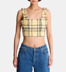 Top court en tweed tartan à paillettes Balmain