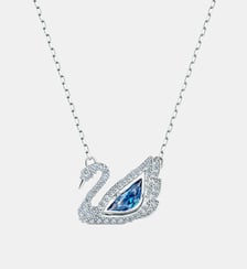 Collier Swan, Cygne dansant, Métal rhodié Swarovski