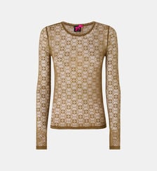 T-shirt en dentelle stretch à logo love birds Pinko