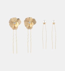 Set de 4 pinces fleurs strassées et perles Balaboosté