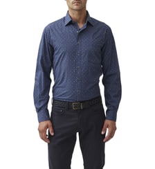 Chemise imprimée géométrique droite en coton manches longues Pinotage Rodd & Gunn