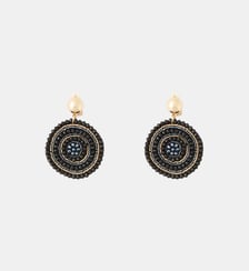 Boucles d'oreilles clips - disques en perles de rocaille noirs et dorés Balaboosté