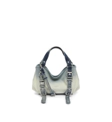 D-One-Sac small à poignée supérieure en denim solarisé orné de cristaux Diesel