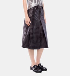 Jupe midi en cuir Rabanne