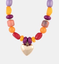 Collier de perles multicolores pendentif cœur Balaboosté